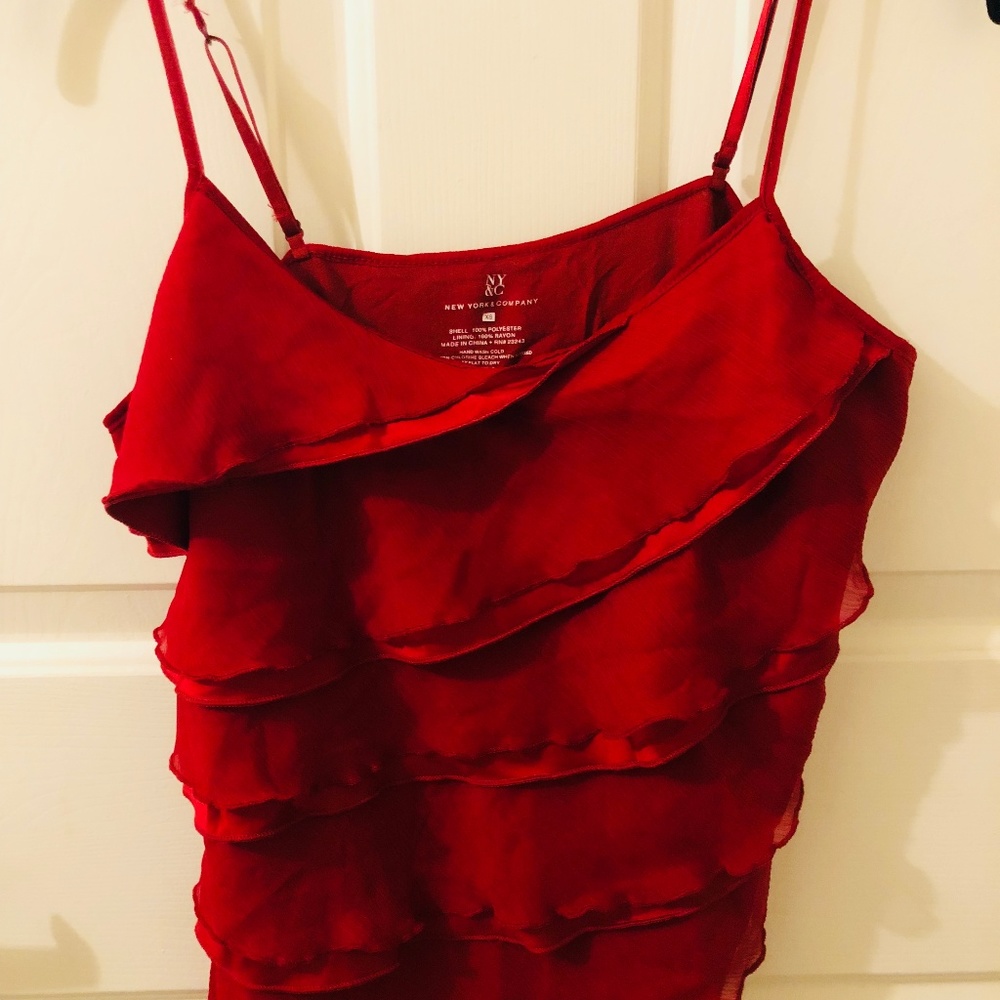 New York & Co Ruffle Tank Top (RED)